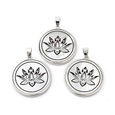 Natural White Shell Pendants SHEL-G017-01P-05-1
