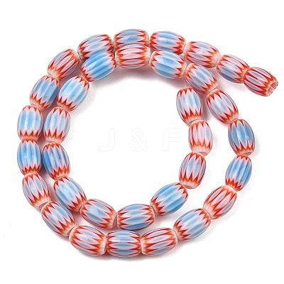 Handmade Millefiori Glass Oval Bead Strands LK-Z001-01B-08-1