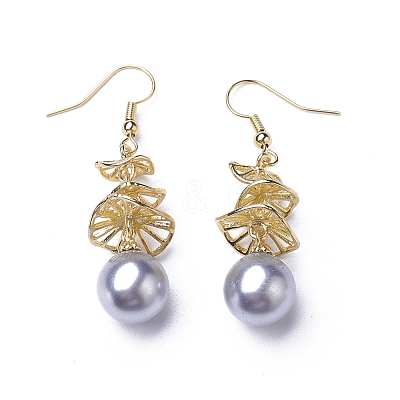 Synthetic Shell Pearl Dangle Earrings EJEW-P179-03G-05-1