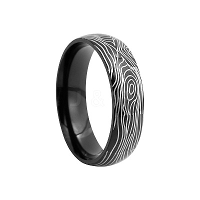 Annual Ring Pattern 201 Stainless Steel Finger Rings FS-WG7658E-06-1