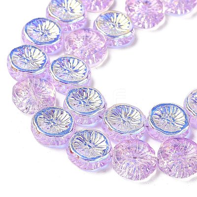 Half Electroplate Baking Paint Glass Beads Strands EGLA-K061-11A-AB04-1