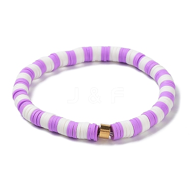 Handmade Polymer Clay Heishi Beads Stretch Bracelets Sets BJEW-JB05902-02-1