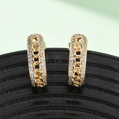 Brass Micro Pave Clear Cubic Zirconia Stud Earrings EJEW-B153-15G-1