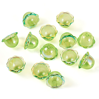 30Pcs UV Plating Acrylic Bead Caps PACR-TA0001-17E-1