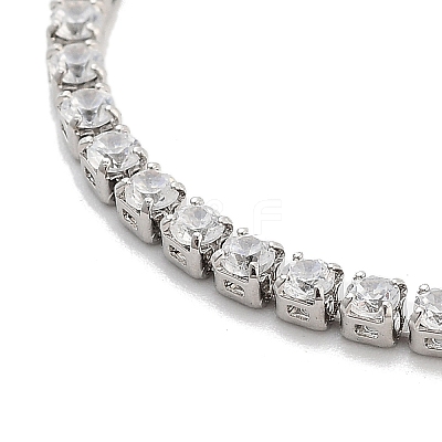 Brass Pave Clear Cubic Zirconia Flat Round Box Chain Slider Bracelets BJEW-B094-12A-P-1