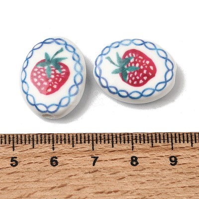 Hand Painted Oval Porcelain Beads PR-CBA03B0-01D-1