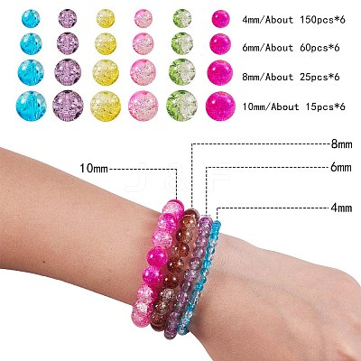 1500Pcs 24 Style Baking & Spray Painted Crackle Glass Beads CCG-SZ0001-13B-1
