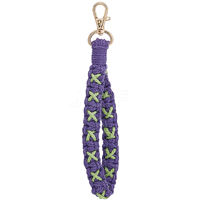 Cotton Handmade Braided Wrist Lanyard Pendant Decorations KEYC-WH0007-001A-1