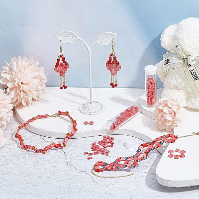 452Pcs 2 Style 2-Hole Opaque Glass Seed Beads SEED-NB0001-76-1