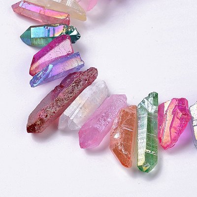 Electroplated Natural Quartz Crystal Beads Strands G-I345-01-1