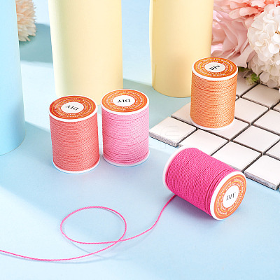 4 Rolls 4 Colors Round Waxed Polyester Cord YC-TA0001-27A-1