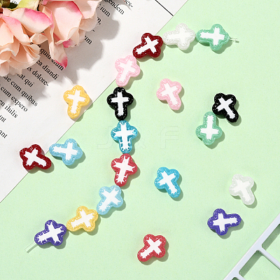 20Pcs 10 Colors Glass Beads Enamel Beads BLOW-SC0001-03-1
