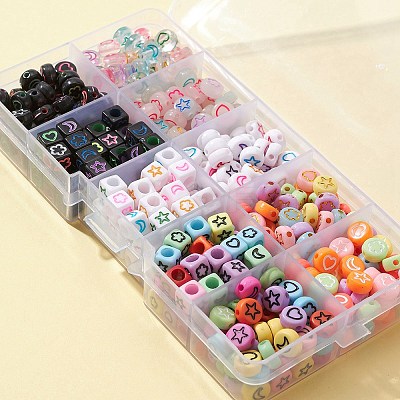511Pcs 10 Style Transparent & Opaque Mixed Color Acrylic Beads MACR-FS0001-34-1