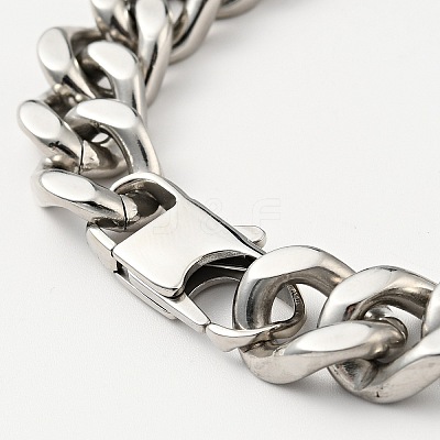 Non-Tarnish 201 Stainless Steel Curb Chain Bracelet Hand Polished for Men Women LS-BJEW-H550-06A-P-1