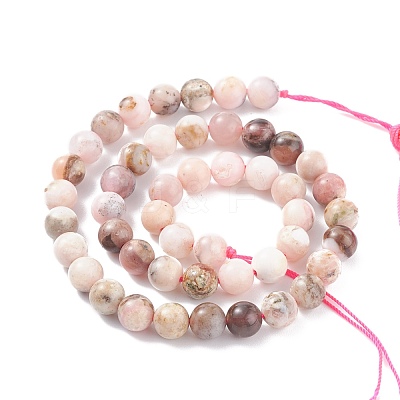 Round Natural Pink Opal Beads Strands G-K071-8mm-1