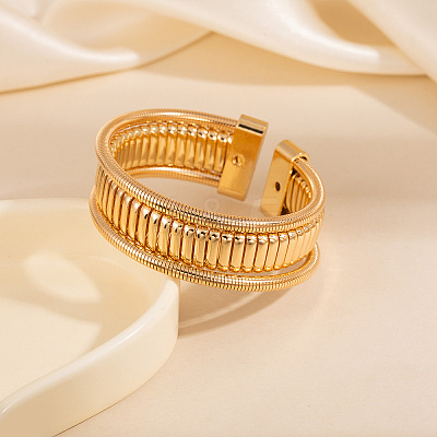Iron Multi-strand Snake Chain Cuff Bangles for Women BJEW-P390-01A-G-1