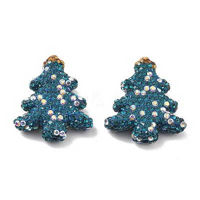 Christmas Tree Polymer Clay Rhinestone Beads CLAY-NH0001-10C-1