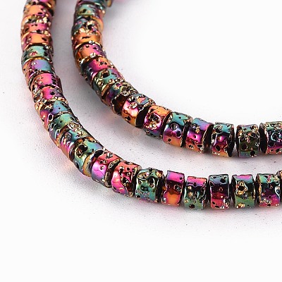 Electroplated Natural Lava Rock Beads Strands X-G-T114-68B-1