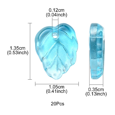 Autumn Theme Two-Tone Transparent Glass Charms GLAA-YW0001-53B-1