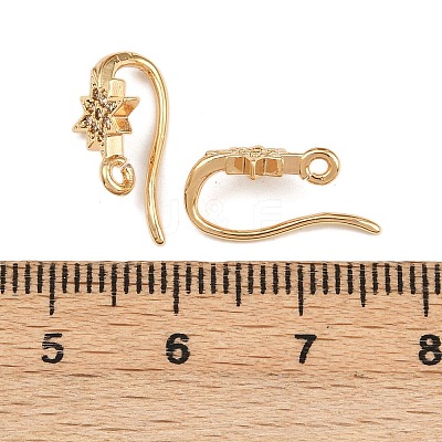 Brass Micro Pave Clear Cubic Zirconia Star Earring Hooks LS-KK-A274-06G-1