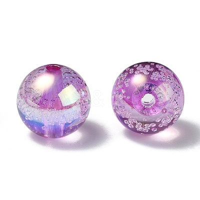 UV Plating Transparent Rainbow Iridescent Acrylic Beads TACR-D010-07G-1