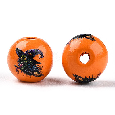 Halloween Theme Wood European Beads WOOD-N016-04H-1