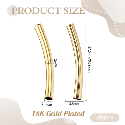 40Pcs Brass Curved Tube Beads KK-PH0015-17B-1