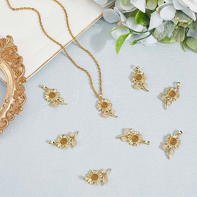 8Pcs Brass Micro Pave Cubic Zirconia with Resin Pendants KK-BBC0020-65-1