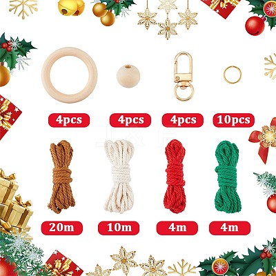 Christmas Theme DIY Handmade Woven Cotton Christmas Reindeer Keychain Making Kits DIY-SC0028-11-1