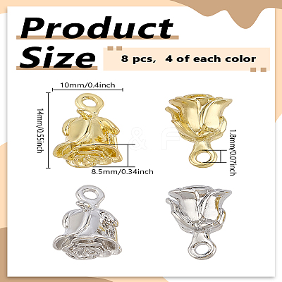 8Pcs 2 Colors Rack Plating Alloy Rose Charms FIND-LP0005-55-1