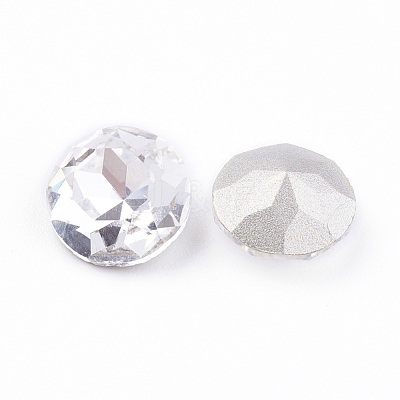 Pointed Back & Back Plated Glass Rhinestone Cabochons RGLA-J012-10mm-001-1
