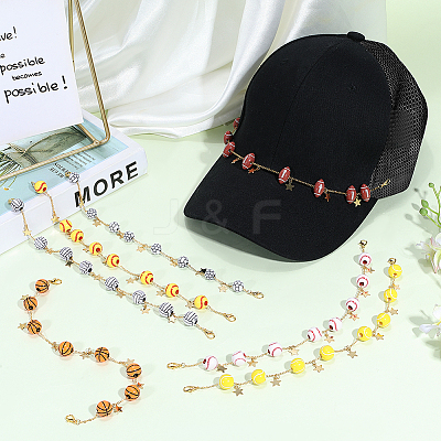 7Pcs 304 Stainless Steel Hat Chains HJEW-PH02391-1