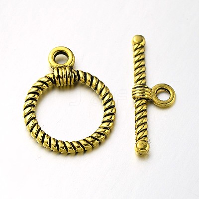 Tibetan Style Alloy Ring Toggle Clasps PALLOY-N0112-01AG-1