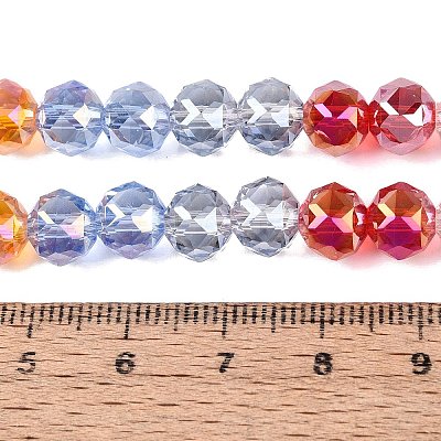 Electroplate Transparent Glass Beads Strands EGLA-Q135-8MM-C01-1