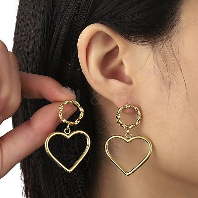 Ion Plating(IP) 304 Stainless Steel Dangle Stud Earrings EJEW-K269-11G-1