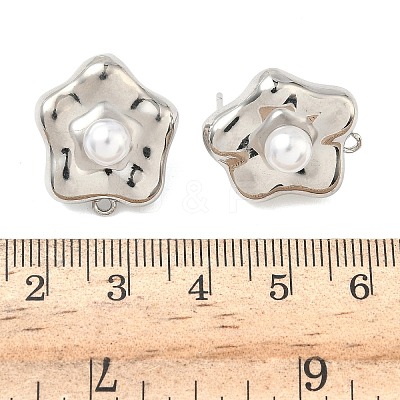Brass Plastic Pearl Stud Earring Findings KK-G547-06P-1