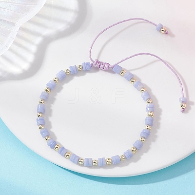 Flat Round Synthetic Blue Lace Agate Beads Braided Bead Bracelets BJEW-JB13247-01-1