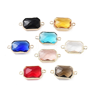 Rack Plating Brass Pave Glass Connectors Charms KK-M013-03G-1