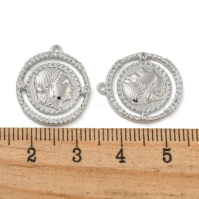 Brass Pave Clear Cubic Zirconia Pendants KK-N254-101P-1