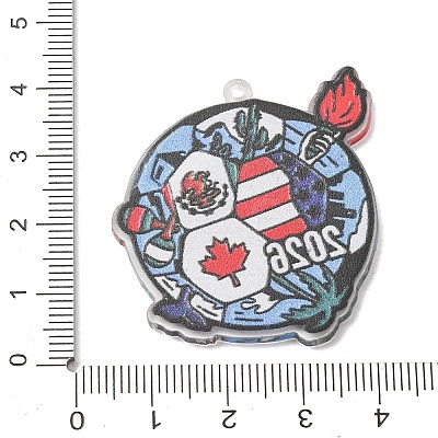 Football Theme Printed Transparent Acrylic Pendants OACR-B055-03G-1