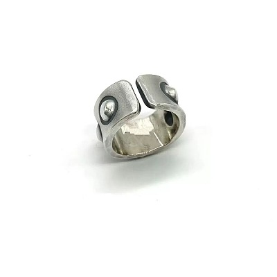 Halloween Two Tone Alloy Skull Cuff Open Rings for Unisex WG69205-01-1