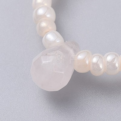 Natural Rose Quartz Stretch Finger Rings RJEW-JR00278-01-1