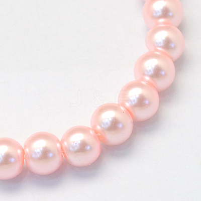Baking Paint Pearlized Glass Pearl Round Bead Strands X-HY-Q003-6mm-70-1