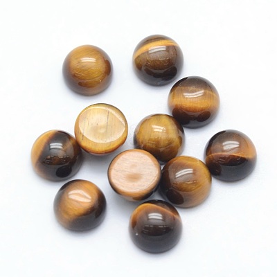 Natural Tiger Eye Cabochons G-P393-R25-12MM-1