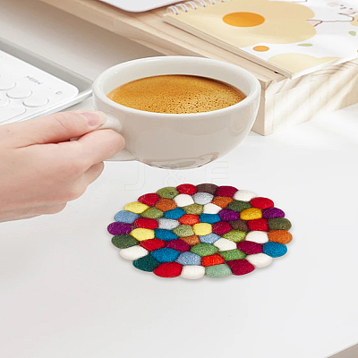 1Pc Round Wool Felt Ball Coasters AJEW-LP0005-94-1