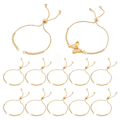 12Pcs Brass Beaded Slider Bracelets MAK-GA0001-02-1