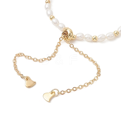 Natural Cultured Freshwater & Brass Beaded Slider Bracelets BJEW-JB13324-02-1