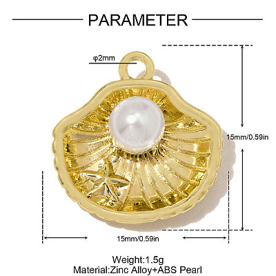 Zinc Alloy & ABS Plastic Imitation Pearl Charms AL-OY001-21G-1