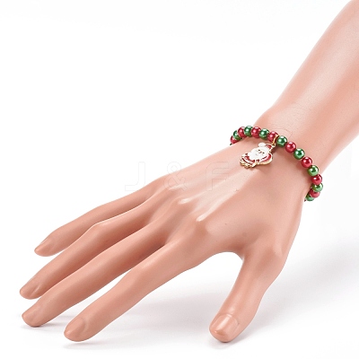 Christmas Theme Stretch Charm Bracelets for Kids BJEW-JB06170-1