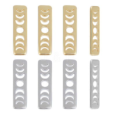 8Pcs 2 Colors Brass Moon Phase Bar Pendants KK-DC0004-23-1